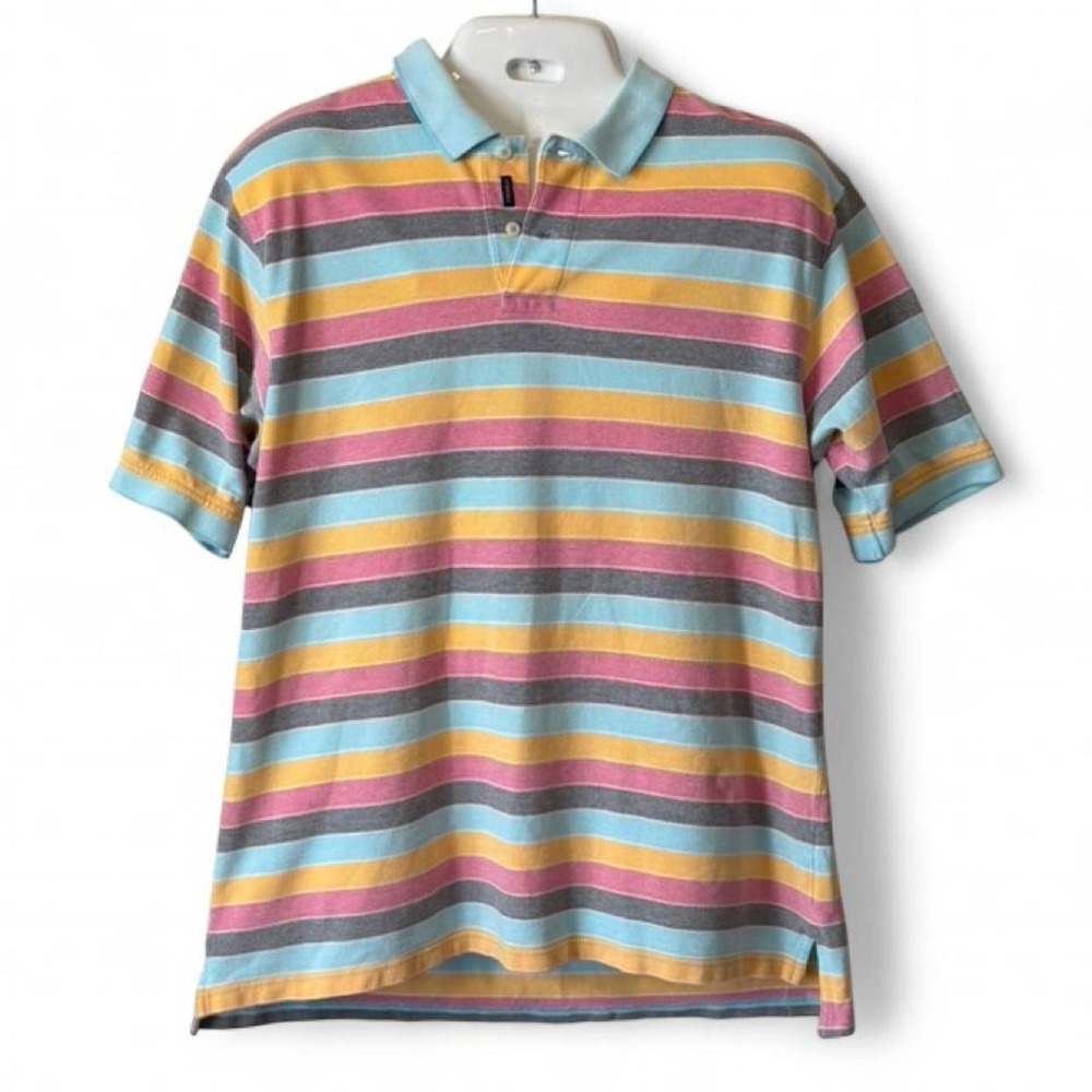 Vintage 90s Daniel‎ Cremieux Multicolored Candy Stripe Polo Shirt, Men's Size L.